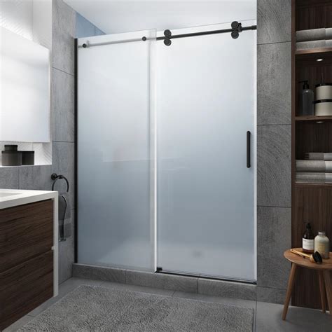 aston langham xl 44 48 in x 80 in frameless sliding shower door with ultra bright frosted