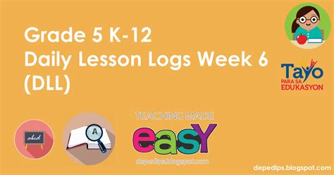 Grade 5 K 12 Daily Lesson Logs DLL Week 6 All Subjects DepEd LP S