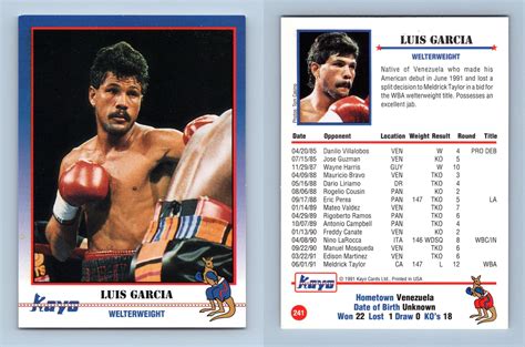 Luis Garcia 241 Kayo Boxing 1991 Trading Card