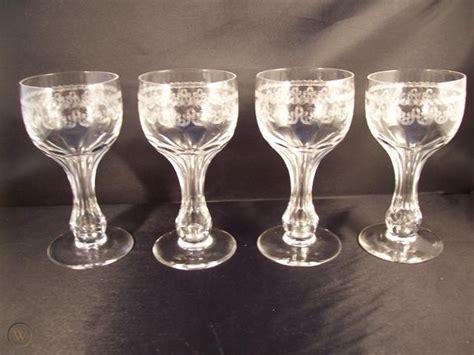 Vintage Fostoria Hollow Stem Etched 5 Wine Glasses 4 25404332