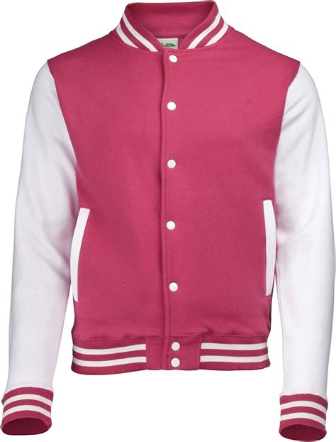 Awdis Hoods Varsity Letterman Jacket Hot Pink White Xs At Amazon Mens Clothing Store