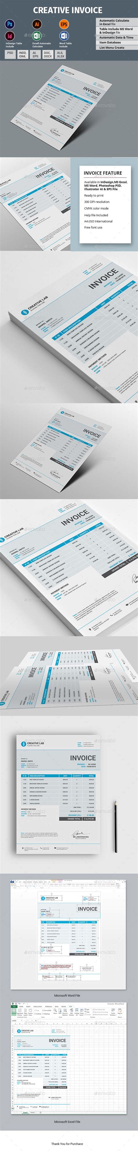 Creative Invoice Template PSD Vector EPS InDesign INDD AI Illustrator MS Word Stationery