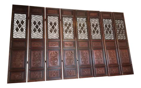 Antique Chinese Carved Wood Doors Set Of 8 Chairish