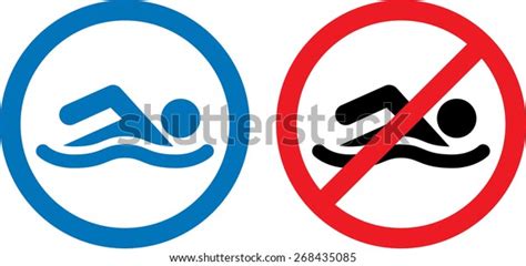 Swimming Area No Swimming Signs Stock Vector Royalty Free 268435085