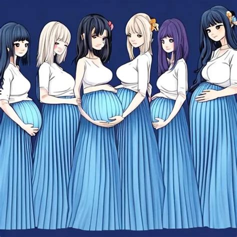 There Are Multiple Pregnant Anime Girls Who Are All