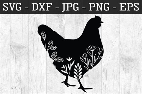 Chicken Silhouette Svg Floral Chicken Silhouette Svg Clipart 424133