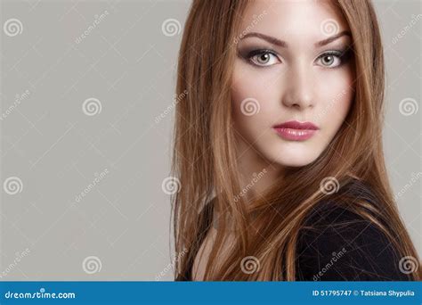 Portrait Of A Beautiful Charming Attractive Gentle Girl With Expressive