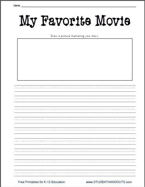 This freebie include five different lined pages preschool writing kids writing teaching writing writing activities writing papers pre writing preschool activities 2nd grade writing writer workshop. K - 2 My Favorite Movie Free Printable Writing Prompt ...