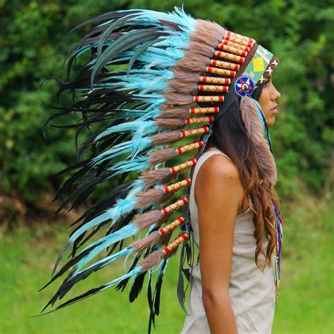 Turquoise Indian Headdress 95cm Indian Headdress Novum Crafts