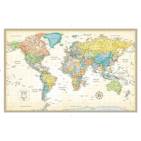 Amazon Com X World Wall Map By Smithsonian Journeys Tan Oceans