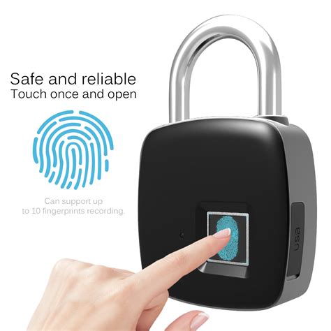 Smart Fingerprint Padlock Safe 10 Fingerprints Recording Usb Charging