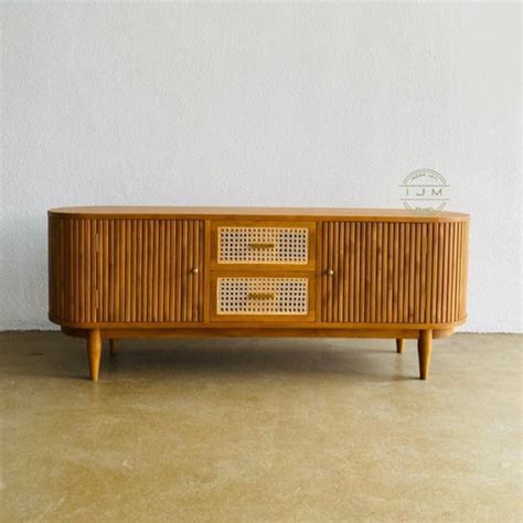 Jual Meja Bufet Tv Minimalis Modern Kayu Jati Rak Tv Retro Credenza