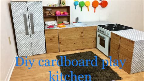 Diy Cardboard Kids Play Kitchen Part 25 Youtube