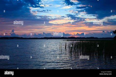 Sunset On Lake Tarpon Florida Stock Photo Alamy