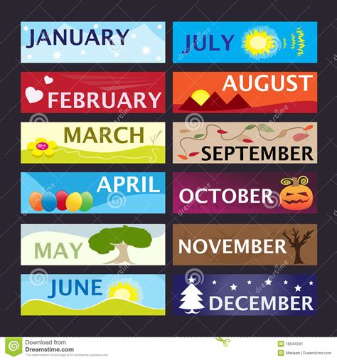 Months Of The Year Banner Set Stock Image - Image: 18944341