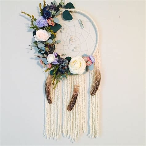 Floral Dream Catcher Floral Wall Hanging Nursery Dream Etsy