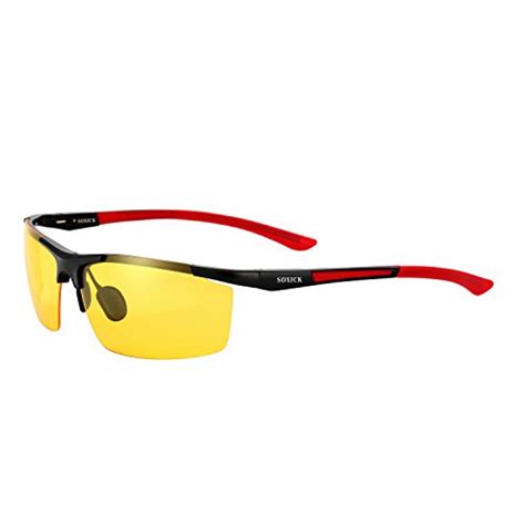 soxick night driving glasses anti glare polarized night vision sunglasses for men women red and