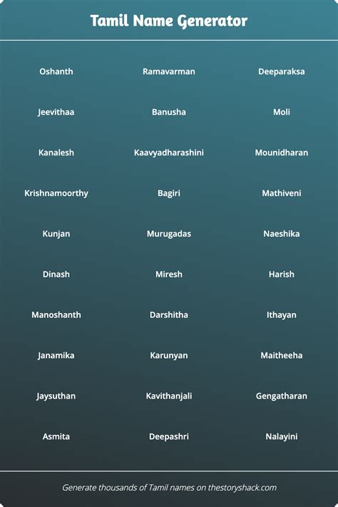 Tamil Name Generator 1000s Of Random Tamil Names