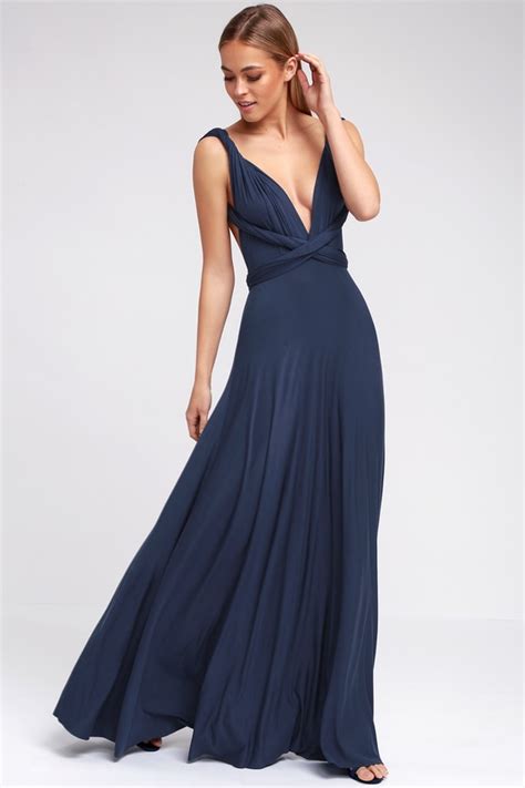 Awesome Navy Blue Dress Maxi Dress Wrap Dress 7800