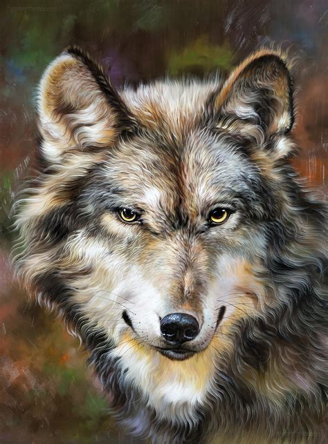 The Grey Wolf Dogs And Puppies Animals Paintings