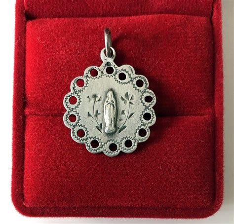 vintage french virgin mary medal dainty pendant by fix etsy pendant religious jewelry