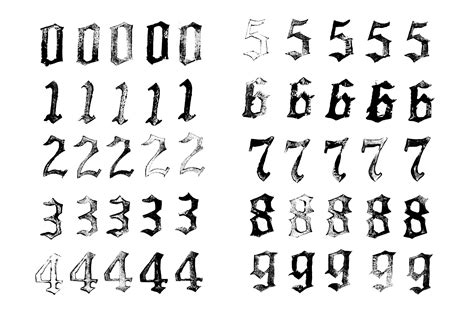 Grunge Gothic Numbers Png Transparent