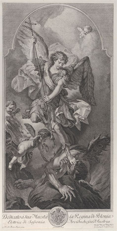 An Angel Holding A Spear And Surrounded By Other Angels