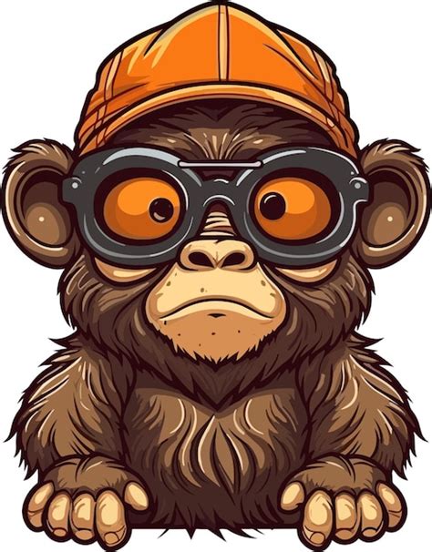 Premium Vector Cute Baby Ape Mascot Wearing Glasses