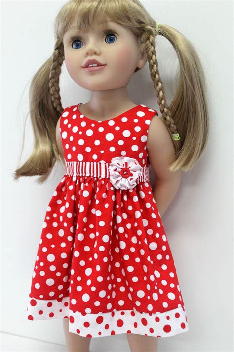 Emily Wearing Her Xmas Dress Xmas Dress Doll Clothes Red And White Dress