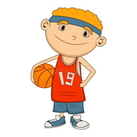 Boy Basketball Player Cartoon Stock Vector Illustration Of Orange