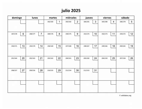 Calendario Julio 2025 De México