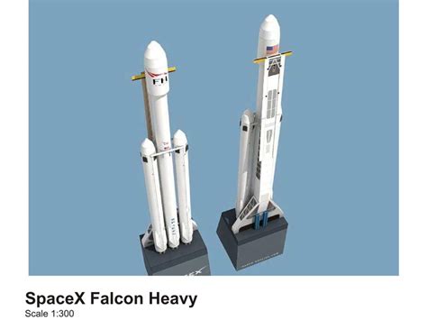 Spacexfalconheavy Space Rocket 3d Paper Model Papercraft Etsy