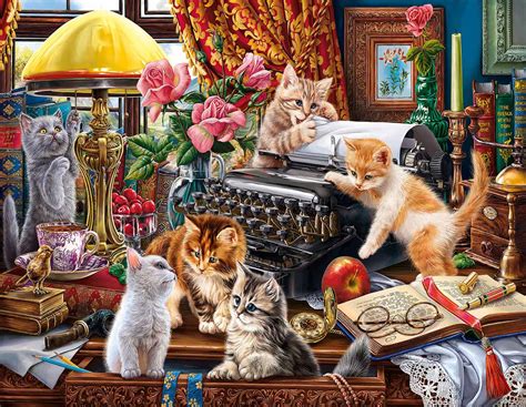 Kittens In The Writers Office 1000 Pieces Sunsout Puzzle Warehouse