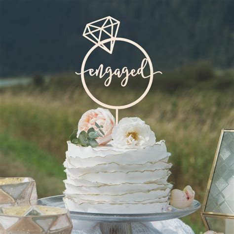 Engaged Cake Topper Thistle And Lace Engagement Cake Design