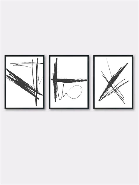 Abstract Black And White Poster Set Of 3 Printable Posters Etsy