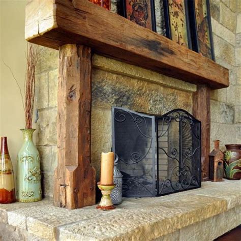 Rustic Full Surround Mantel Made From 8 X 8 Wood Etsy Fireplace