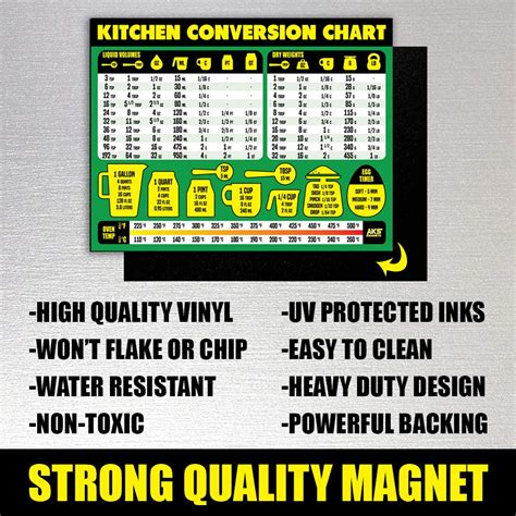 Buy Kitchen Conversion Chart Magnet Extra Large Easy To Read 11” X 8