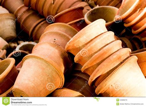 Clay Flower Pots Lying In Stacks Stock Photo Image Of Environment