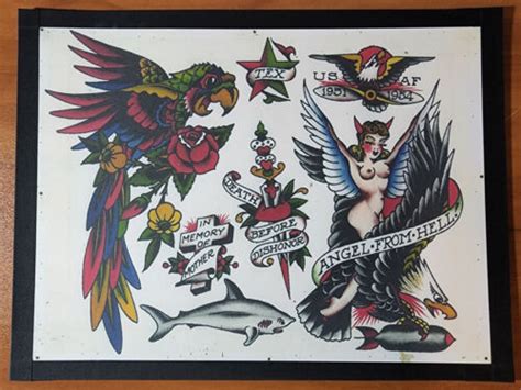 Sailor Jerry Traditional Vintage Style Tattoo Flash Sheet 11x145