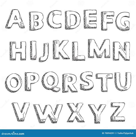 Hand Drawn Alphabet Set Letters Stock Vector Illustration Of Black