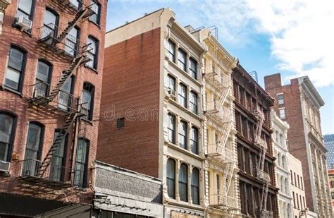 Block Of Historic Buildings On Broadway In New York City Stock Image