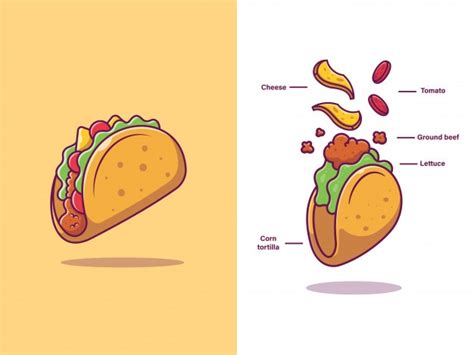Taco Ingredients Food in 2020 | Taco ingredients, Vector icons ...