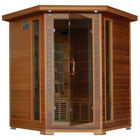 Radiant Saunas 4 Person Cedar Corner Infrared Sauna With 10 Carbon