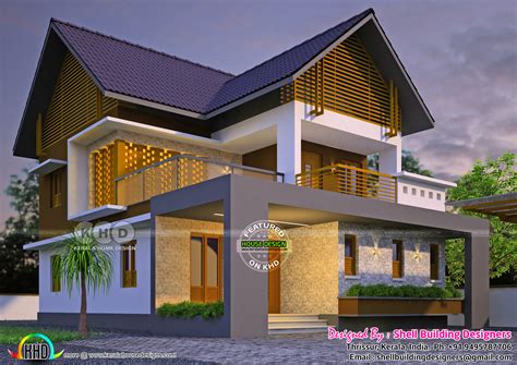 Beautiful Sloped Roof Home 1750 Sq Ft Kerala Home Design And Floor