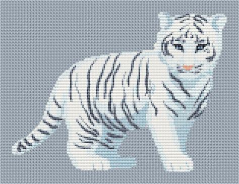 White Tiger Cub Counted Cross Stitch Pattern X