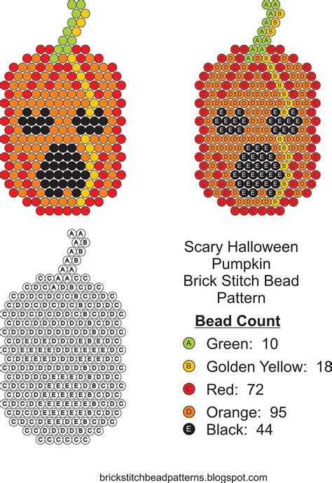 Scary Halloween Pumpkin 3 Brick Stitch Bead Pattern