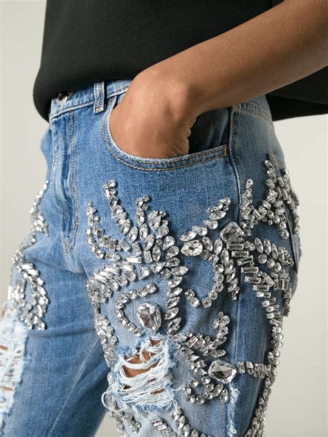 Marco Bologna Crystal Embellished Distressed Jeans Farfetch