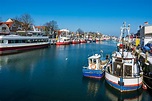 Fishing Boats In Winter Time In Warnemuende Germany Stock Photo ...