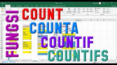 Contoh Rumus Fungsi Count Counta Countif Countifs Di Excel Youtube