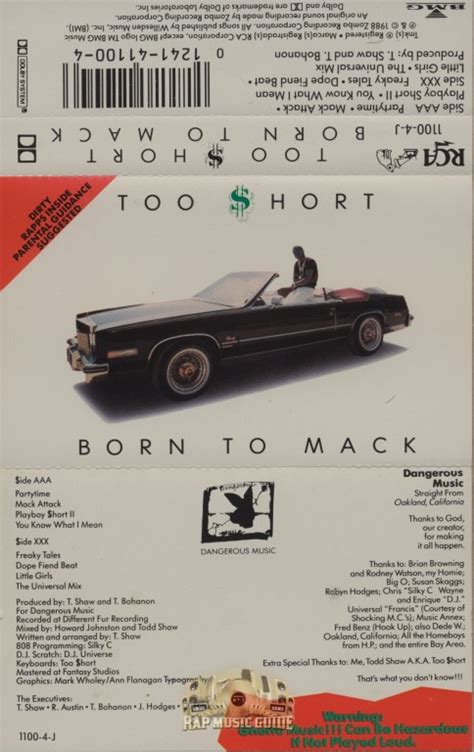 Too Short Born To Mack Cassette Tapes Rap Music Guide